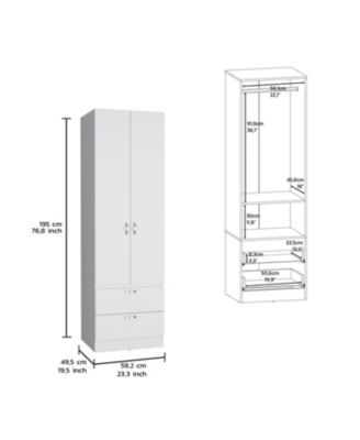 Vicco 76-Inch 2-Drawer 1-Shelf Hanging Rod Wardrobe Armoire