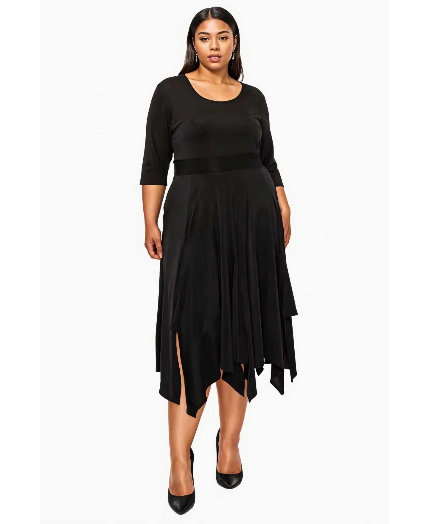 Женское платье L I V D Plus Size Shay Handkerchief Hem, цвет: Чёрный — фото 1