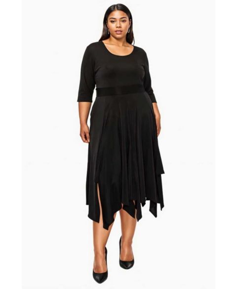 Женское платье L I V D Plus Size Shay Handkerchief Hem, цвет: Чёрный