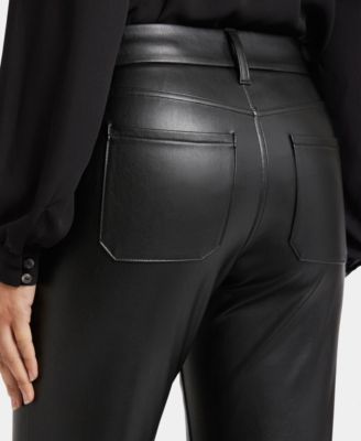 Women's Faux Leather Straight Ankle Pants