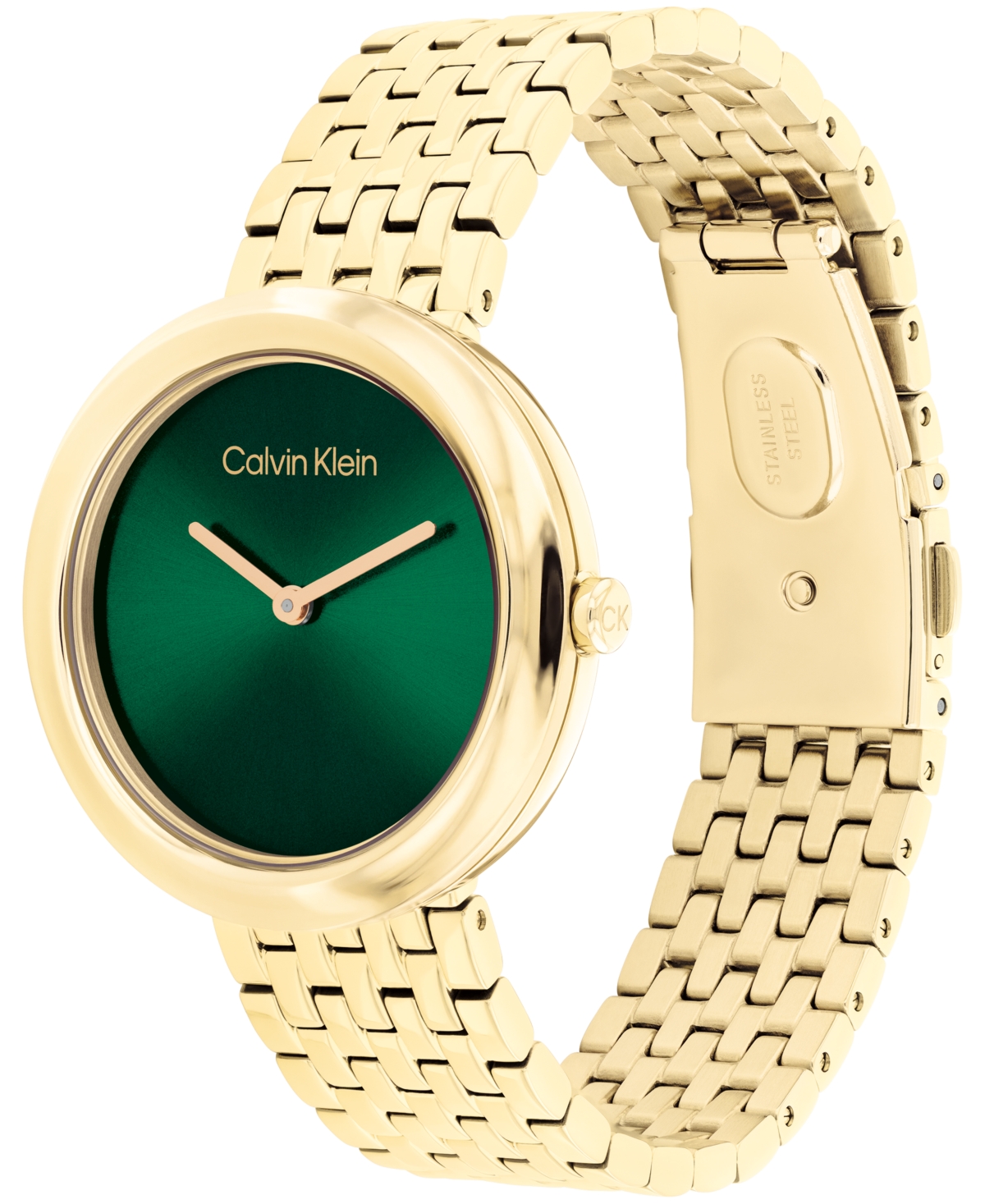 Calvin Klein Women Twisted Bezel Gold-tone Stainless Steel Bracelet Watch 34mm In Gold