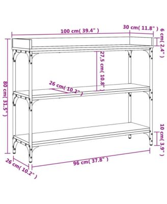 Console Table with Shelves Brown Oak 39.4"x11.8"x31.5"