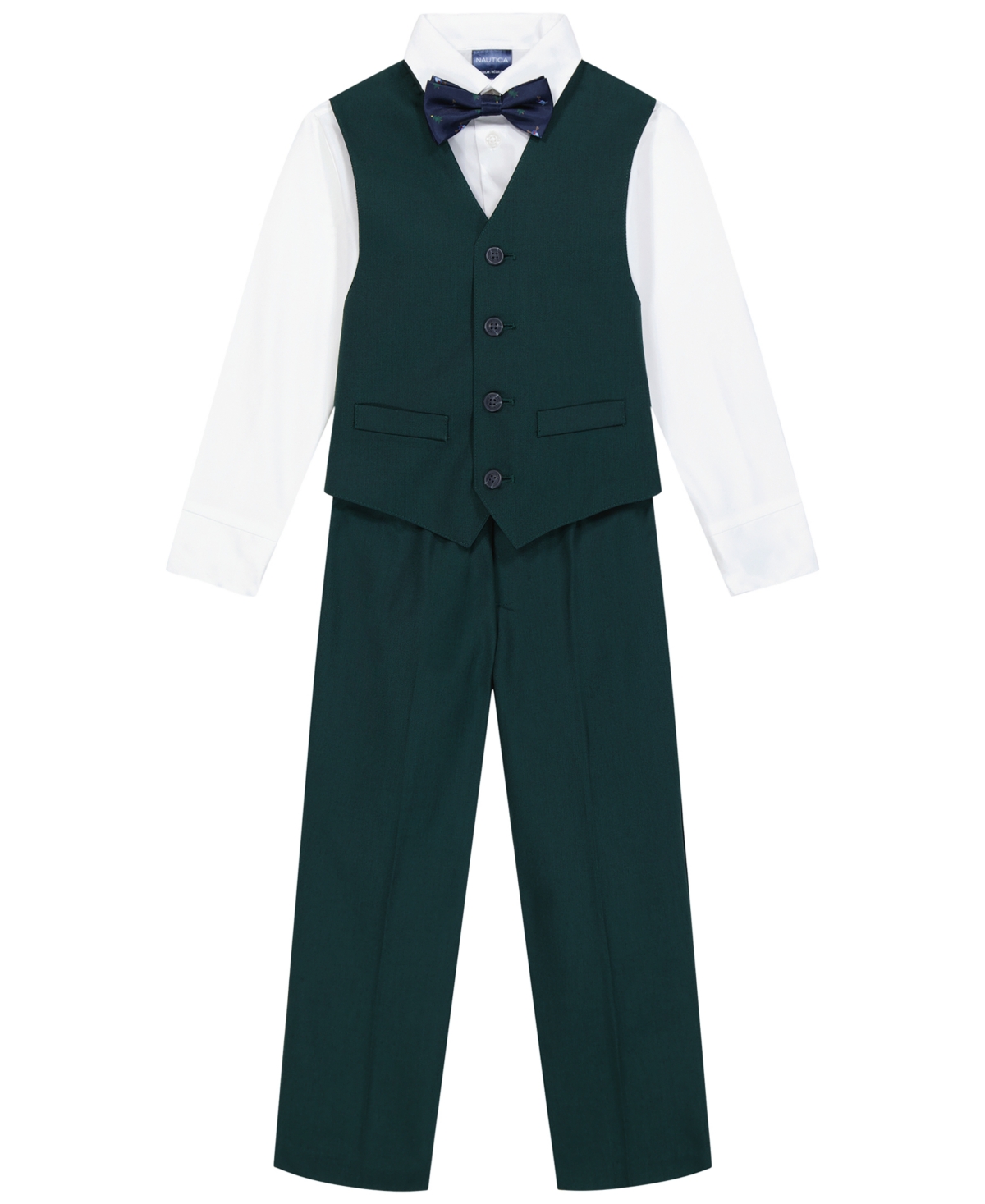 Nautica Toddler and Little Boys Green Sharkskin Vest, 4-Piece Set