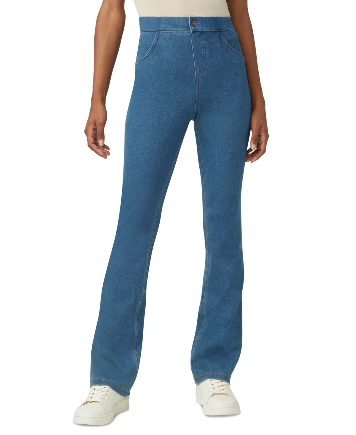 Shop Hue Women's High-rise Denim Baby Bootcut Leggings In Medium Wash