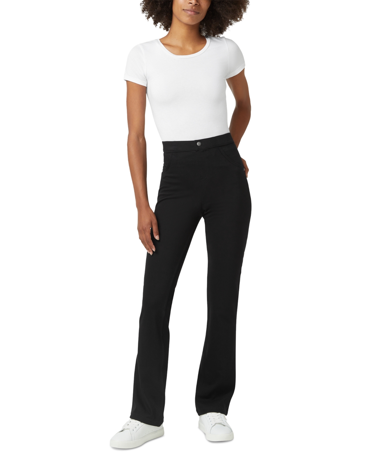 Hue Ultra Soft High Rise Denim Baby Bootcut Leggings In Black