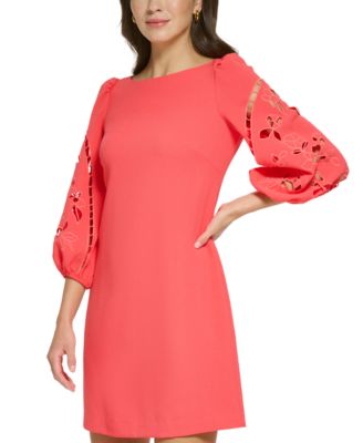 Vince Camuto Petite Eyelet-Sleeve Shift Dress - Macy's