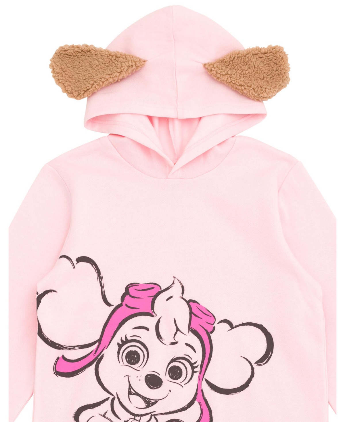 Paw Patrol Little Girls Fleece Cosplay Pullover Hoodie and Jogger Pants Outfit Set - skye