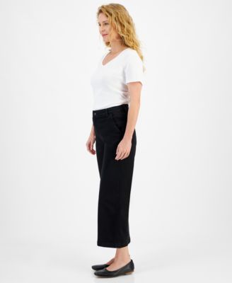 Petite High-Rise Wide-Leg Cropped Jeans, Exclusively at Macy's