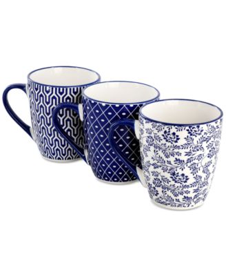 Stoneware Assorted Mugs, Set of 6