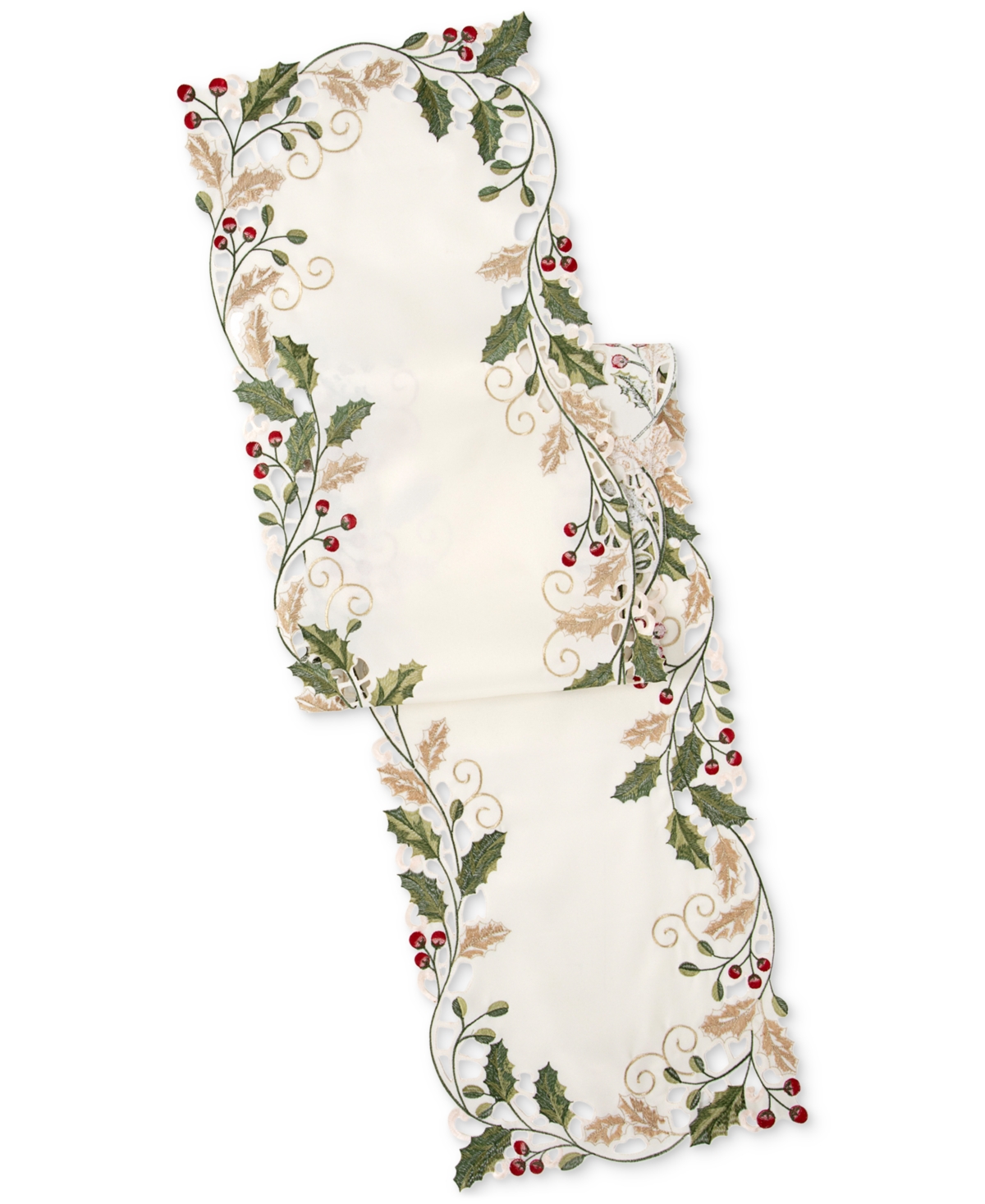 Lenox Holiday Nouveau Holly & Berries Embroidered Runner, 14" x 72"