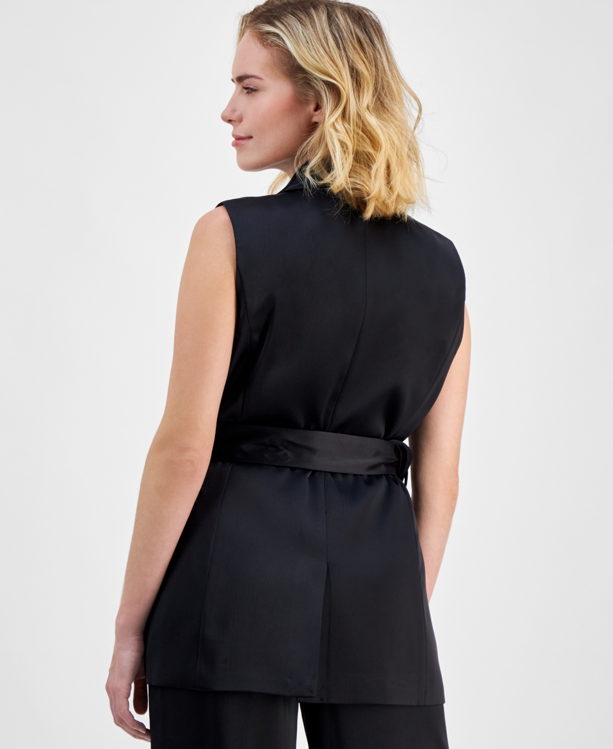 INC INTERNATIONAL CONCEPTS PETITE NOTCHED-COLLAR BELTED VEST, CREATED FOR MACY'S 