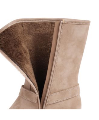 Women's Knox Buckle Lug Sole Block Heel Mid Calf Boots