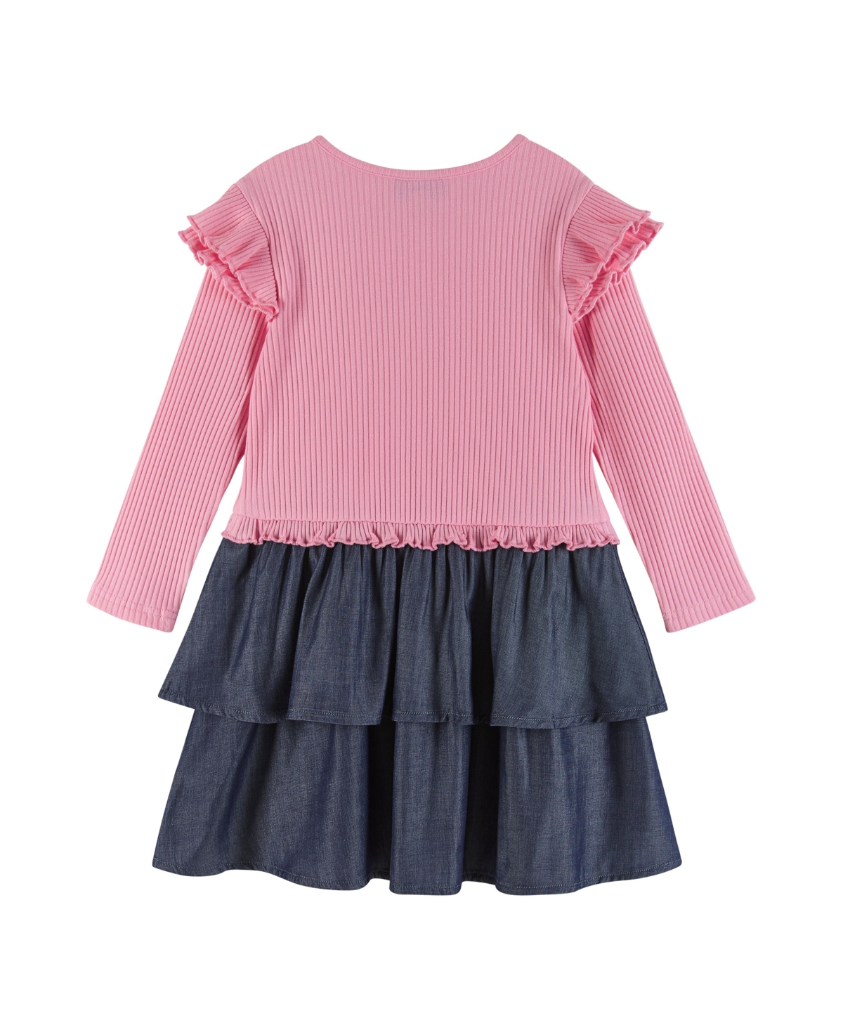 Andy & Evan Little Girls Toddler/Child Pink Rib Knit Top and Tiered Skirt