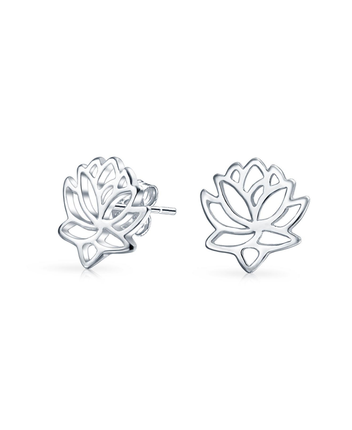 Bling Jewelry Blossom Open Lily Flower Zen Buddhist Lotus Pendant Necklace Threader or Stud Earrings For Women Yogi .925 Sterling Silver