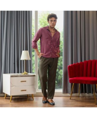 Men's Rouge Pink Self-Design Floral Shirt