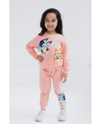 Girls Fleece Sweatshirt and Jogger Pants Outfit Set to