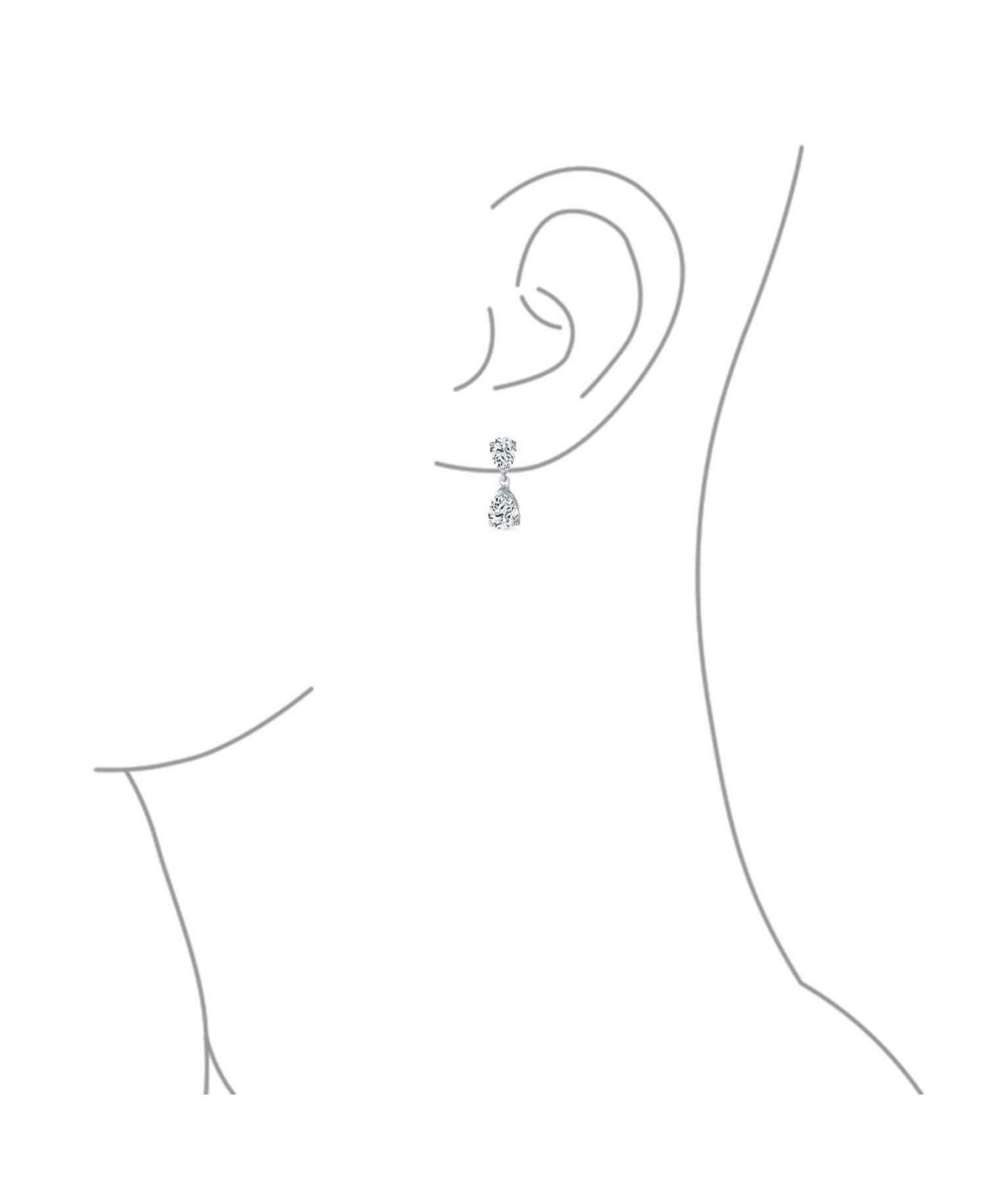 Bling Jewelry Elegant Classic Simple 5CT Cubic ZirconiaDouble Teardrop Pear Shaped Solitaire Cz Dangle Earrings For Prom .925 Sterling Silver 8