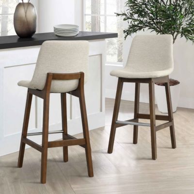 Set of 2 Upholstered Bar Stools with Solid Wood Legs, Modern Counter Height Chairs for Kitchen Island, Bar, or Dining Room-Maison Boucle