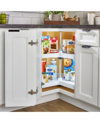 24'' Lazy Susan Kidney Polymer 2-Shelf, White, 3472-24-11-52