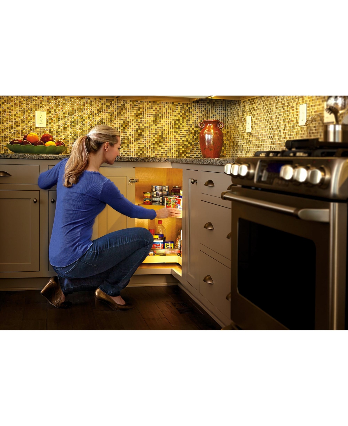 Rev-a-Shelf 32'' Kidney-Shaped Lazy Susan Corner Wall Cabinet Two-Shelf, 6472-32-11-52
