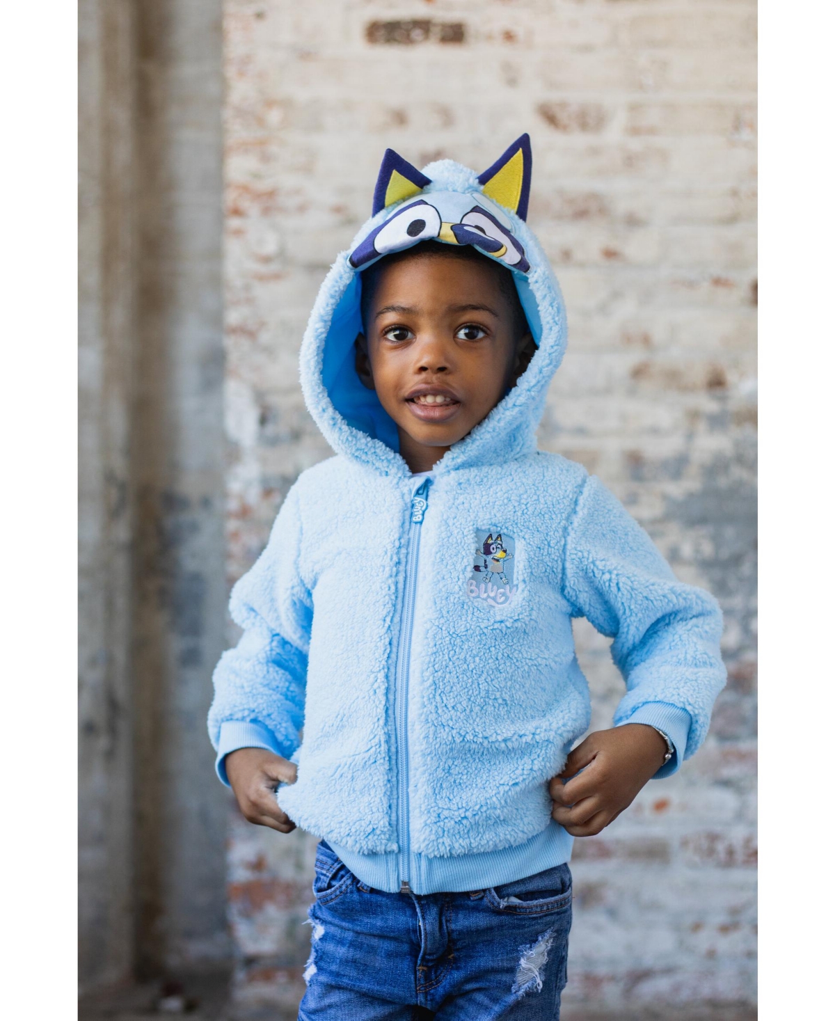 Bluey Toddler Boys Bingo Cozy Sherpa Zip Up Cosplay Hoodie