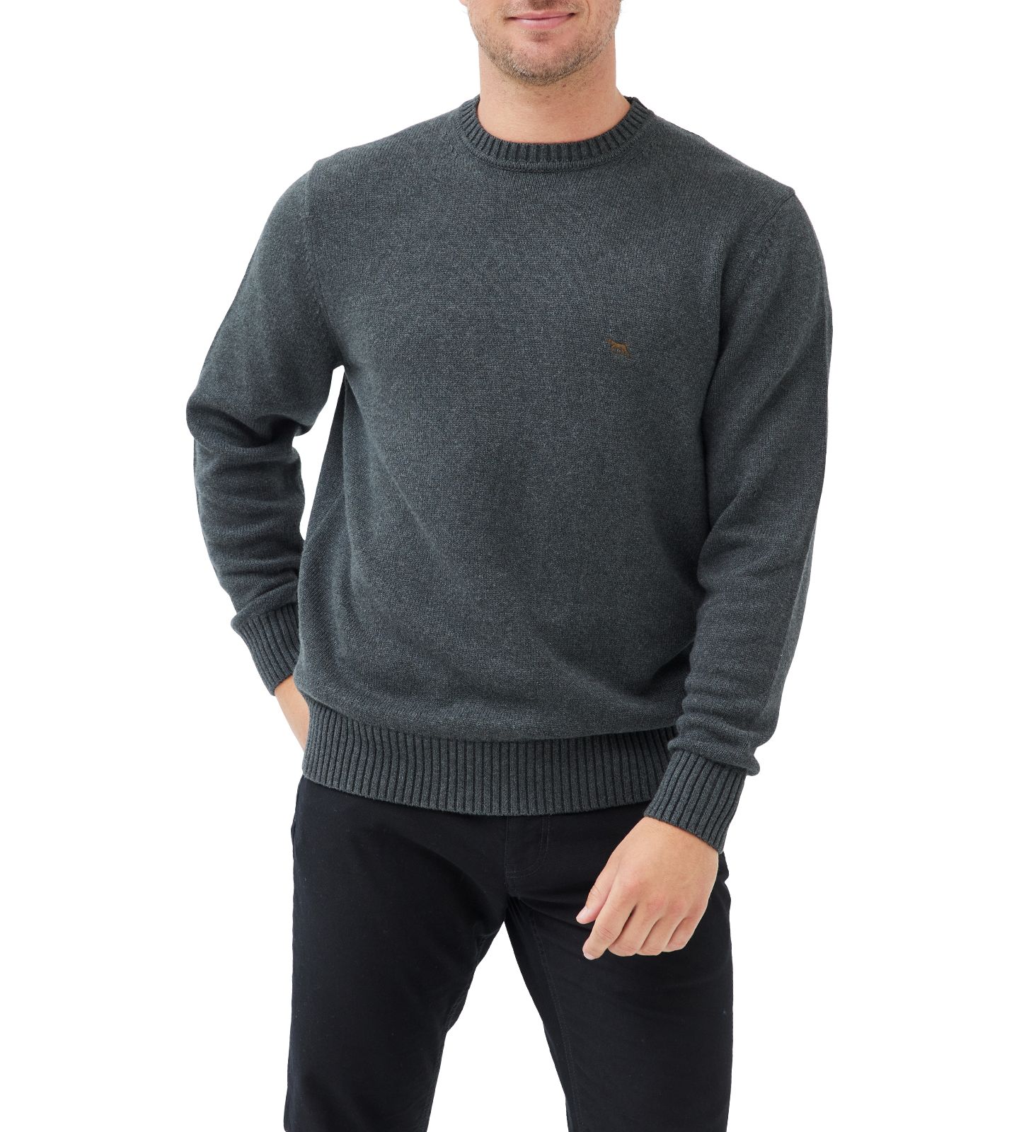 Мужской свитер Rodd & Gunn Gunn Crew Neck Pullover, цвет: Угольный серый — фото 1