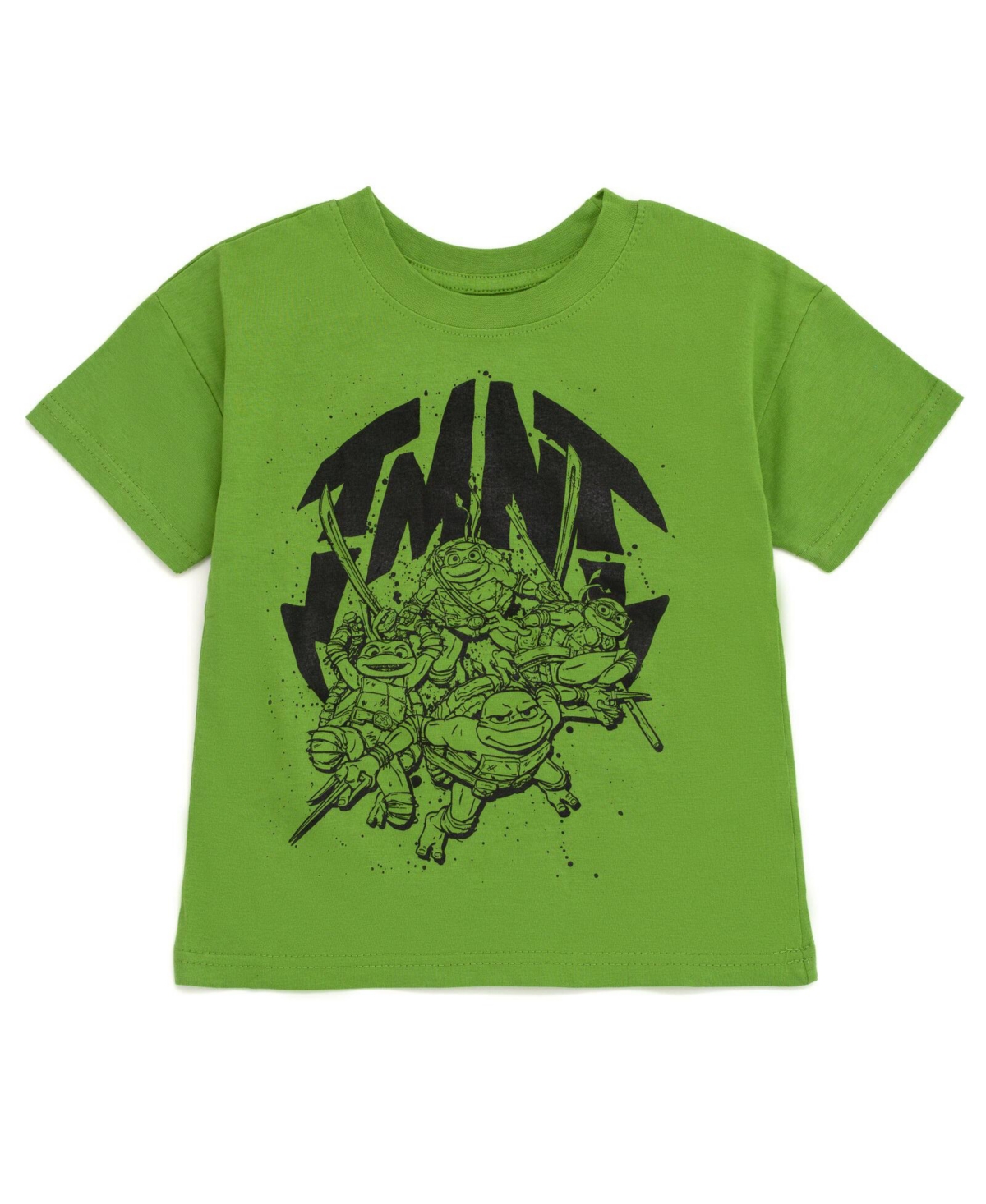 Teenage Mutant Ninja Turtles Toddler Boys Birthday Drop Shoulder T-Shirt and Shorts Outfit Set to (2T - 10-12) -/ black