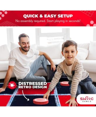 2-in-1 Vintage Giant Checkers and Tic Tac Toe Game With Mat (4 ft. x 4 ft.) - 100% Machine-Washable Canvas - Giant Games