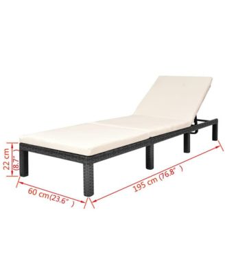 Sun Lounger with Cushion Poly Rattan Black