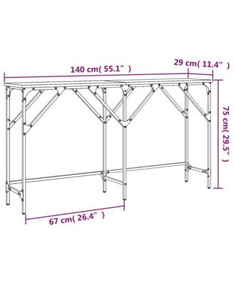 Console Table Brown Oak 55.1"x11.4"x29.5" Engineered Wood