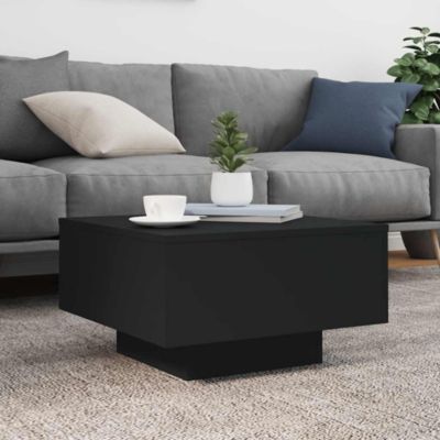 Coffee Table Black Engineered Wood Low Durable Coffee Table