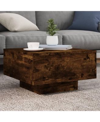 Coffee Table with LED Lights Smoked Oak 21.7"x21.7"x12.2