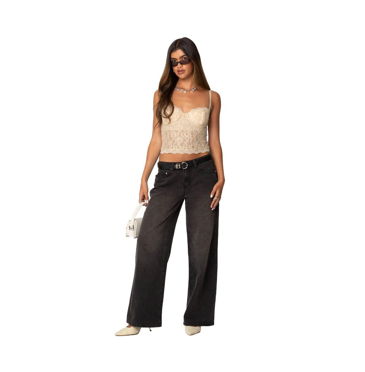 Edikted Women's Charisma Sheer Lace Bra Top