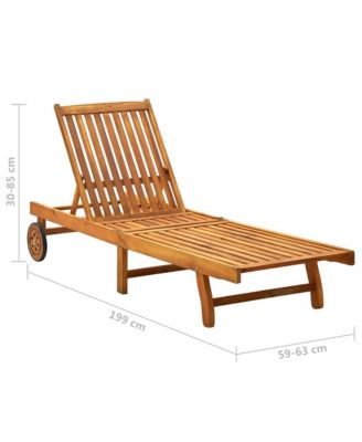 Sunlounger Natural Wood Solid Acacia Wood