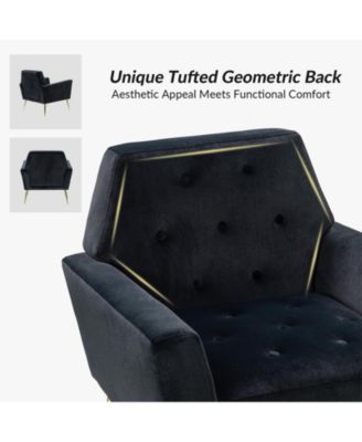 Lilia Contemporary Velvet Upholstered Accent Chair with Metal Base