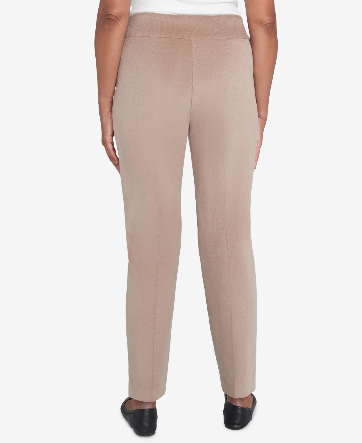 Alfred Dunner Petite Telluride Corduroy Elastic Waist Average Length Pleated Pants In Fawn