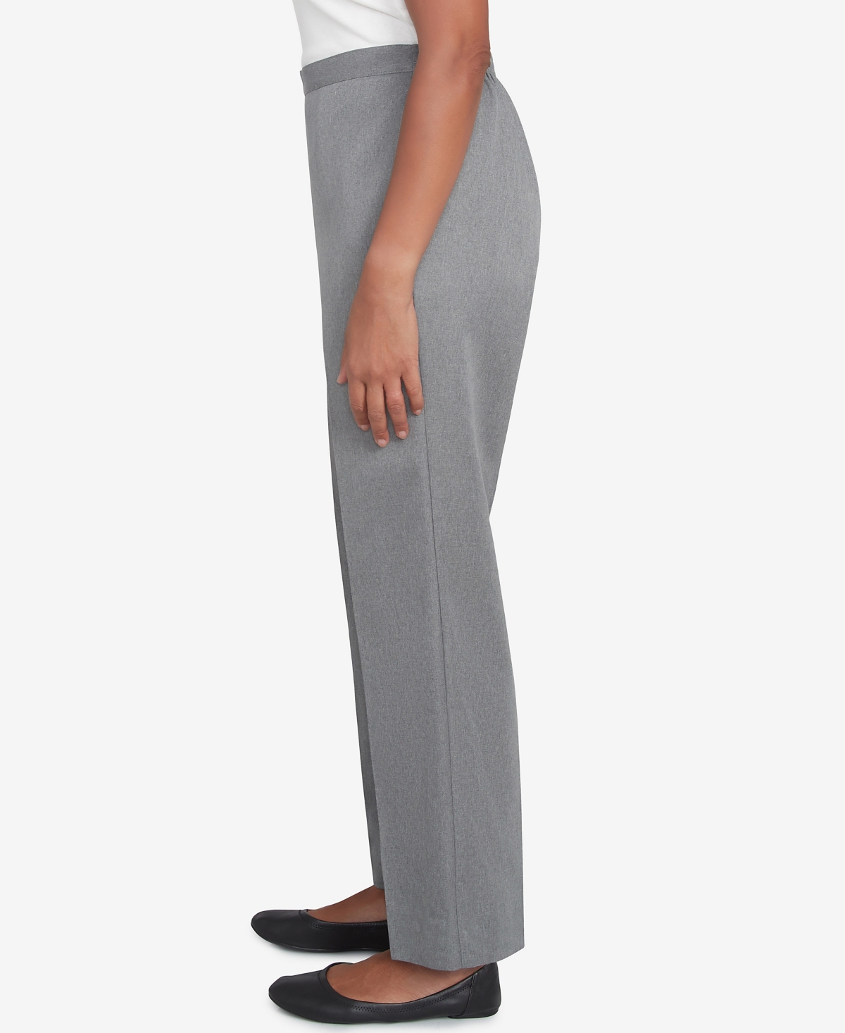 Alfred Dunner Petite Copenhagen Soft Heather Microfiber Average Length Pants In Graphite Heather