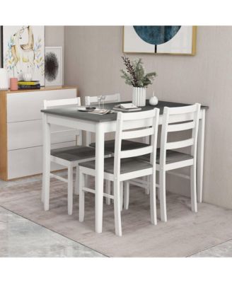 5-Piece Dining Set Solid Wood Kitchen Furniture with Rectangular Table & 4 Chairs