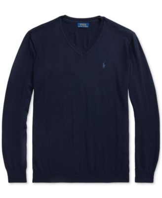 Men's Big & Tall Washable Wool V-Neck Sweater