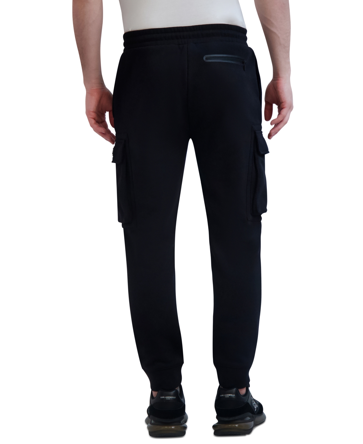 Karl Lagerfeld Men's Fleece Cargo Joggers In Black
