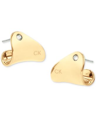 Gold-Tone Stainless Steel Pav&eacute; Stud Earrings