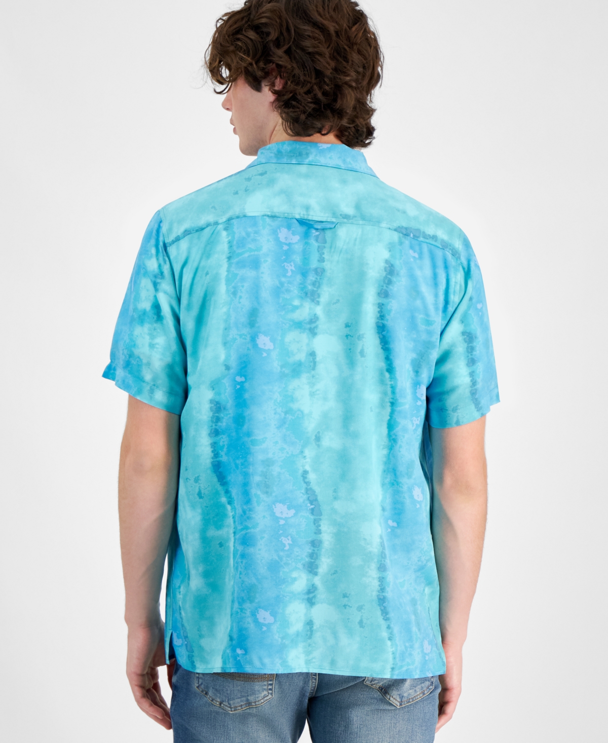 Sun + Stone Men's Chuck Signature Dyed Shirt, Exclusively At Macy's In Blue Infinity