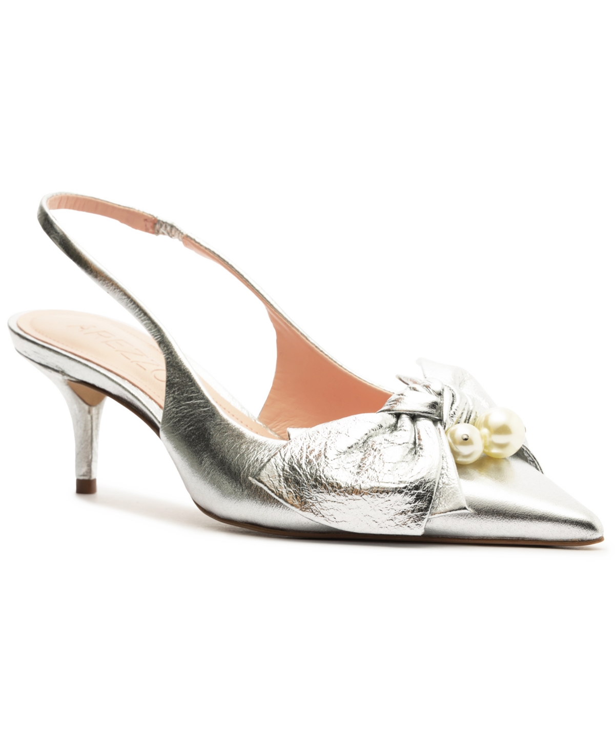 Women's Mother of Pearl Low Stiletto Pumps - Silver