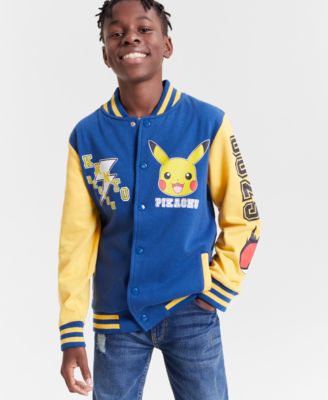 Pokemon Big Boys Pikachu Varsity Jacket Blue Size L 14 16