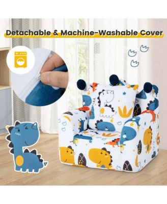   Toddler Size   Foam-Filled Fabric  Dinosaur Design, Removable Cover, Pillow  Kids Sofa Chair