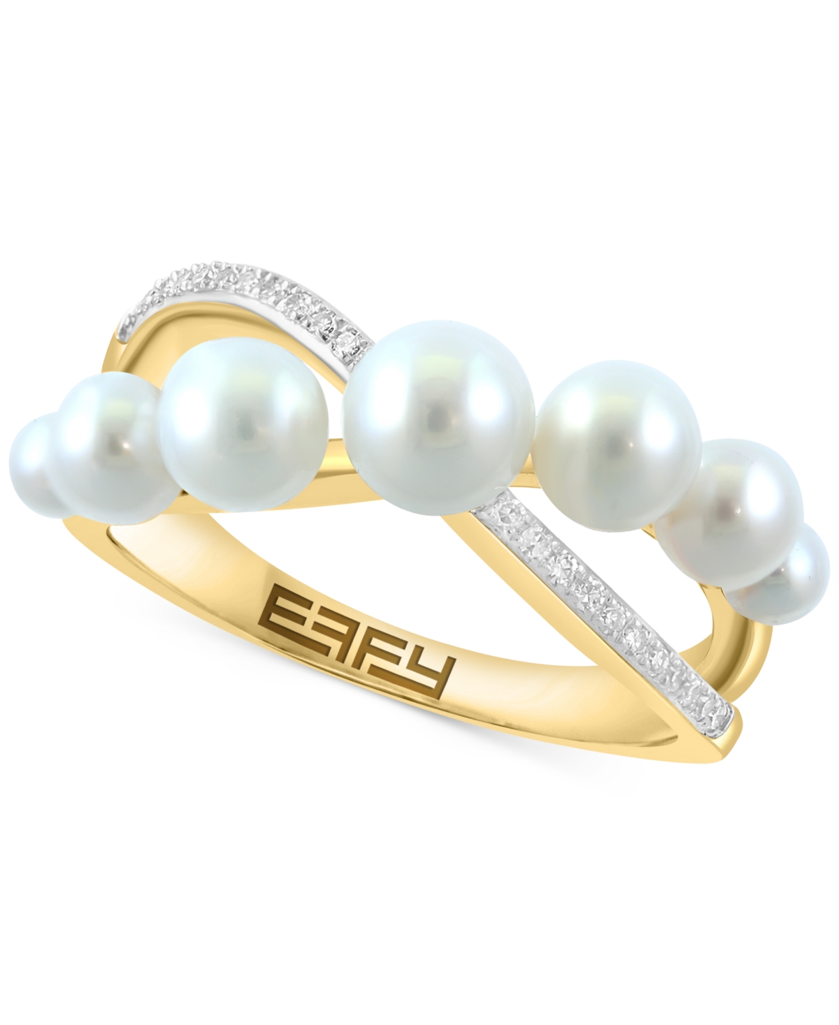 Effy Cultured Freshwater Pearl (3-5mm) & Diamond (1/10 ct. t.w.) Statement Ring in 14k Gold - Gold