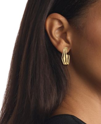 Medium Wavy Triple-Row C-Hoop Earrings, 1.04"