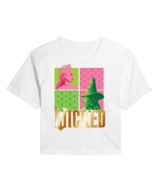 Juniors Trendy Wicked Elphaba Glinda Graphic Cropped T-Shirt
