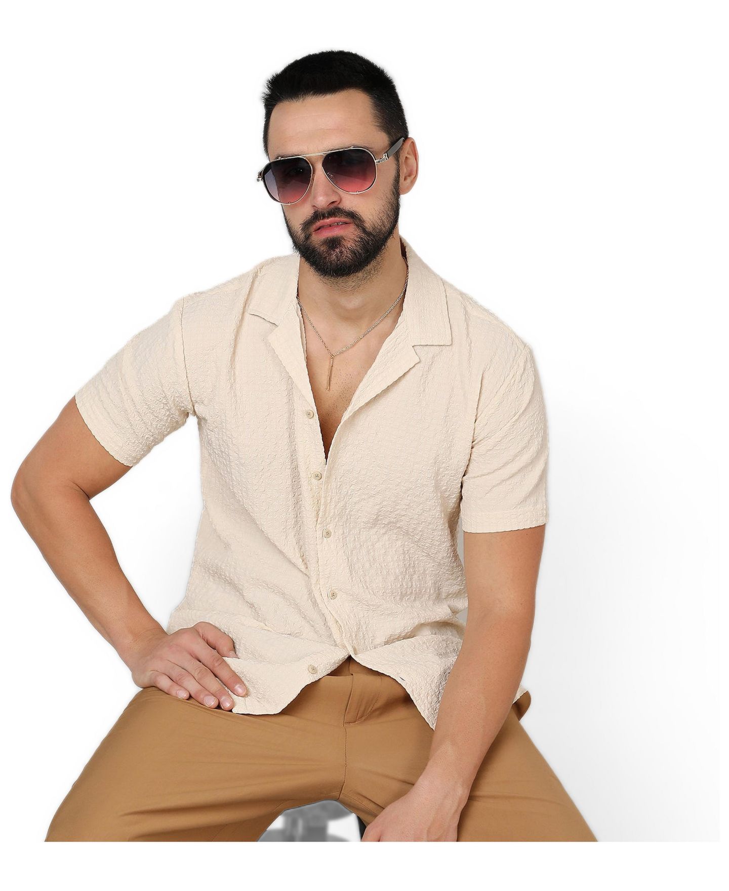 Мужская рубашка Cahoot Campus Sutra Pale Yellow Micro Creased, цвет: Жёлтый — фото 2