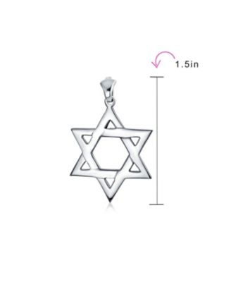 Classic Simple Religious Judaica Hanukkah Open Magen Star of David Pendant Necklace .925 Sterling Silver